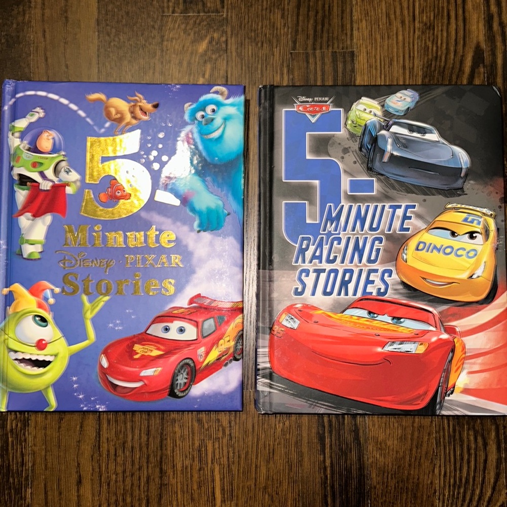 5-Minute Disney Stories Set of 2 Books - Like New Racing and Pixar Stories.